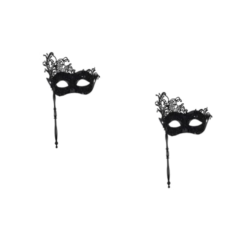NOLITOY 3st Handgehaltene Stabmaske Männer Maskerade Maske Schwarz-weiße Maskerademaske Maskerade Maske Männer Maske Mit Stock Strichmännchen-maske Mardi Gras Mask Black Spitze von NOLITOY