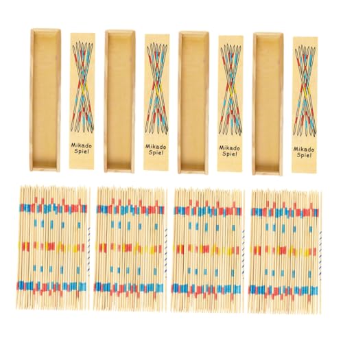 NOLITOY 4 Boxen Teiliges Holzspiel Pick Up Sticks für Familien Indoor Outdoor Gesellschaftsspiel Teamwork und Eltern Junge Mädchen Beziehung mit Aufbewahrungsbox von NOLITOY