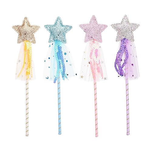 NOLITOY 4 Kinderspielzeug Spielzeug für Kinder für Mädchen Sternförmiger Feenstab mädchenhafte Einrichtung Sternenkleidung dekorative Sternstab-Requisite von NOLITOY