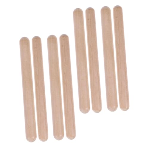 NOLITOY 4 Paare Natürliche Holz Percussion Sticks für Sichere Runde Enden Robuste Rhythmus Schlaginstrumente für Musikunterricht und Frühe Musikalische von NOLITOY