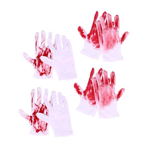 NOLITOY 4 Paare Weiße Bluthandschuhe Halloween Kostüm Zubehör mit Realistischem Bluteffekt Dehnbare Strickhandschuhe für Zombie Vampir Metzger Cosplay und Gruselige Party Requisiten NOLITOY 4 Paare Weiße Bluthandschuhe Halloween Kostüm Zubehör mit Realistischem Bluteffekt Dehnbare Strickhandschuhe für Zombie Vampir Metzger Cosplay und Gruselige Party Requisiten von NOLITOY