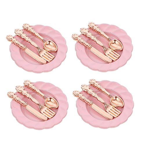 NOLITOY 4 Sätze Geschirrset für Puppenhaus Große Teller Teiliges Besteckset Roségold Realistische Details für Rollenspiele Puppendekoration und Kreative Spielwelten NOLITOY 4 Sätze Geschirrset für Puppenhaus Große Teller Teiliges Besteckset Roségold Realistische Details für Rollenspiele Puppendekoration und Kreative Spielwelten von NOLITOY