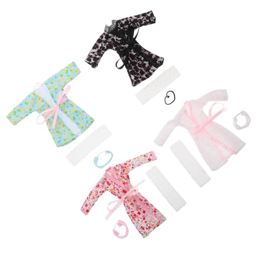 NOLITOY 4 Sätze Teiliges Puppen bekleidungsset mit Bademantel Schlafanzug und Kopfband Weicher Vielseitig als Nachthemd Nutzbar Modische Puppenkleidung für Kreatives Ankleidespiel NOLITOY 4 Sätze Teiliges Puppen bekleidungsset mit Bademantel Schlafanzug und Kopfband Weicher Vielseitig als Nachthemd Nutzbar Modische Puppenkleidung für Kreatives Ankleidespiel von NOLITOY