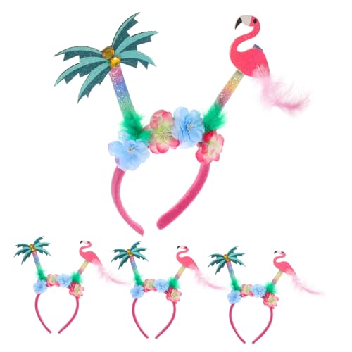 NOLITOY 4 Stück Hawaiian Party Haarreif Flamingo und Palmen Design Leichtes Stirnband Kopfschmuck für Strand Sommerfest und Gruppenspaß NOLITOY 4 Stück Hawaiian Party Haarreif Flamingo und Palmen Design Leichtes Stirnband Kopfschmuck für Strand Sommerfest und Gruppenspaß von NOLITOY