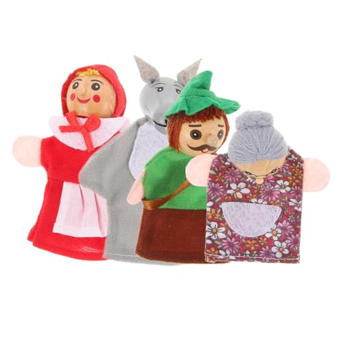 NOLITOY 4 Stück Holzige Tierpuppenpuppe Mini Kleinkinder Finger Family Puppen Zeigen Fingerpuppen Fingerpuppen Handpuppen Für Fingerpuppen Für Stoff von NOLITOY