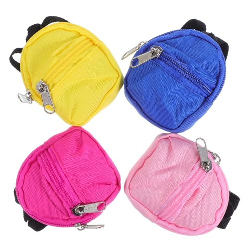 NOLITOY 4 Stück Mini Puppenrucksack - Schultaschenmodell - Puppenhaus Schulaccessoire - Puppenreisezubehör zum Rollenspiel, Ankleiden, kleine Hausdekoration von NOLITOY