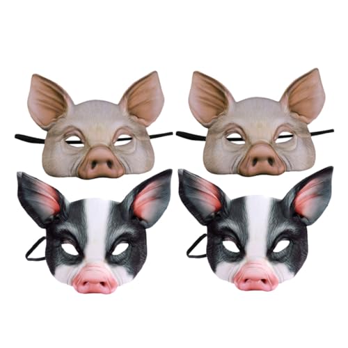 NOLITOY 4 Stück Schwein Halbgesichts-masken aus Atmungsaktive Tiermasken für Karneval Halloween Fasching Kostümparty Cosplay-accessoire Weiß und Schwarz Je NOLITOY 4 Stück Schwein Halbgesichts-masken aus Atmungsaktive Tiermasken für Karneval Halloween Fasching Kostümparty Cosplay-accessoire Weiß und Schwarz Je von NOLITOY