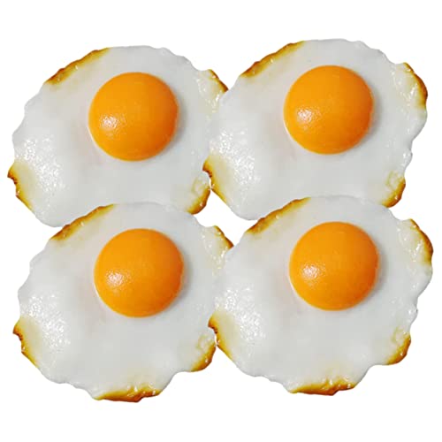 NOLITOY 4 Stück Spiegelei-Modell Fotografieren Essen Eier Gebraten Brunch Kinderküchenzubehör Künstliche Nahrungsmittel Zur Ausstellung Vorgeben Simulation Realistisch PVC-omelett von NOLITOY