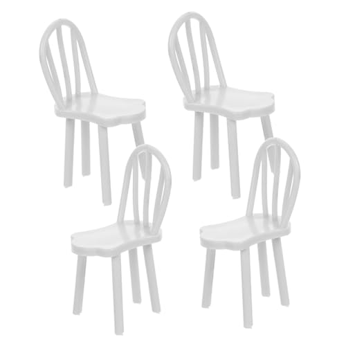 NOLITOY 4 Stück Stuhl Modellmöbel Stühle Miniaturstuhl DIY Ministuhl Entzückender Miniaturstuhl Miniaturhauszubehör Spielzeugstuhl Puppenhaus Miniaturstuhl Weißer Kunststoff von NOLITOY