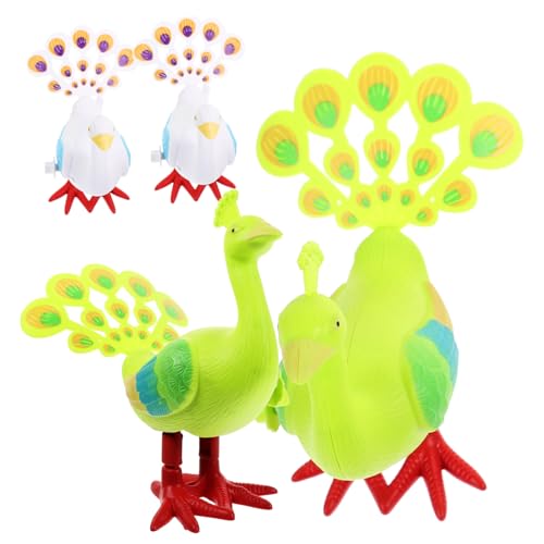 NOLITOY 4 Stück Teiliges Aufziehspielzeug Springender Pfau Niedliche Tiere Kindersicher mit Abgerundeten Kanten Batteriefrei Tragbar Fördert Spielerisch Eltern Junge Mädchen bindung von NOLITOY