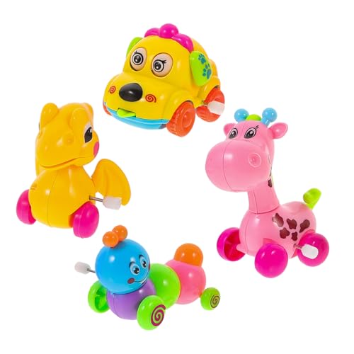 NOLITOY 4 Stück Teiliges Aufziehspielzeug mit Cartoon Tieren aus Bunte Wind Up Spielzeuge für Fördert Feinmotorik und Farberkennung als für Jungen und Mädchen Zufällige Zufällige Farbe von NOLITOY