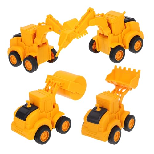 NOLITOY 4 Stück Teiliges Baufahrzeuge aus Robustem Kunststoff Realistische Kleine Bagger Modelle für Jungen und Mädchen Fördert Handliche Fähigkeiten und Fantasievolles von NOLITOY