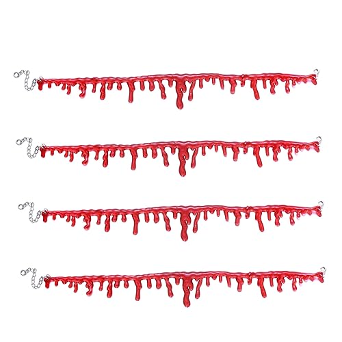 NOLITOY 4 Stück Teiliges Gothic Halloween Schmuckset Rote Handmade Halskette mit Blutflecken für Kostümpartys und Theateraufführungen für Frauen und Halloween Dekoration NOLITOY 4 Stück Teiliges Gothic Halloween Schmuckset Rote Handmade Halskette mit Blutflecken für Kostümpartys und Theateraufführungen für Frauen und Halloween Dekoration von NOLITOY