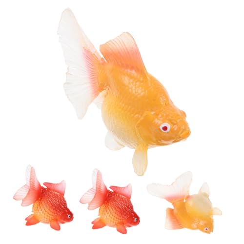 NOLITOY 4 Stück Teiliges Künstliche Goldfisch Figuren aus Ungiftigem Material Schwimmende Koi Dekoration für Aquarium Garten und Innenbereich Realistische Kleine Tierstatue Langlebig und von NOLITOY