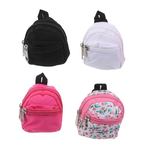 NOLITOY 4 Stück Teiliges Mini Puppenrucksack aus Polyester mit Reißverschluss DIY Freundlicher Leichter Schulranzen für Puppen Vielseitiges Zubehör für Rollenspiele und Puppenhaus von NOLITOY
