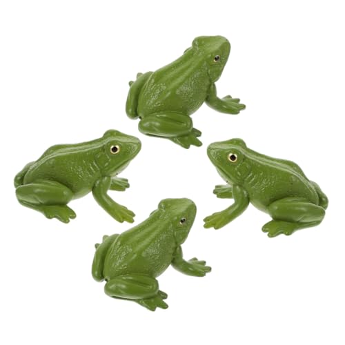 NOLITOY 4 Stück Teiliges Miniatur Frosch Figuren Kunststoff Frosch Modell Tierisches Lernspielzeug für Desktop Deko und Kognitive Requisiten von NOLITOY