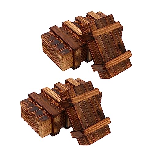 NOLITOY 4 Stück Teiliges Puzzle für Interessantes Lernspielzeug aus Holz mit Schublade Fördert Problemlösungsfähigkeiten und Kreativität für Kindergeburtstage Aufbewahrungsbox von NOLITOY