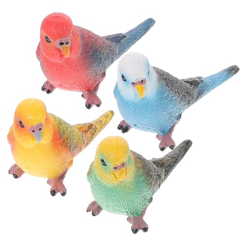 NOLITOY 4 Stück Teiliges Realistische Papageien Figuren aus Hochwertigem Material Lebensechte Vogelmodelle mit Glatter Oberfläche Farbenfrohe Deko Vögel für Garten und Wohnräume Sicher von NOLITOY
