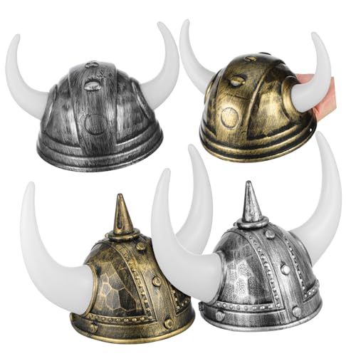 NOLITOY 4 Stück Teiliges Wikingerhelm mit Hörnern Langlebig und Wiederverwendbar Leichter Mittelalter Kopfschmuck für Halloween Cosplay Spiel und Festlichkeiten Geeignet für Erwachsene von NOLITOY