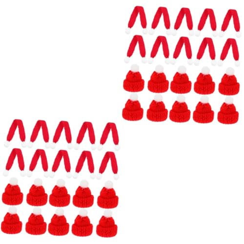 NOLITOY 40 Stk Mini-mütze Mini-schneemann-mützen-schal Weihnachtsweindeckelabdeckungen Miniatur-strickmütze Weihnachtspuppenhut Weihnachtsdeko Baby Lebkuchenmann Kaltes Getränk Strickgarn von NOLITOY