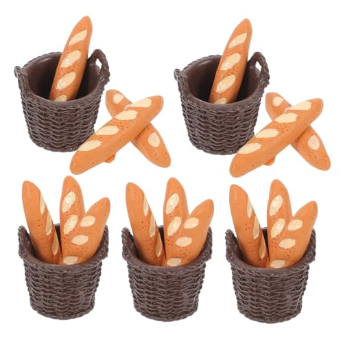 NOLITOY 5 Satz Teiliges Französisches Baguette Puppenhaus Deko Mini Brot Modell Realistisch Handgefertigt Leicht Tragbar für Basteln Miniatur-backzubehör und Fotorequisiten NOLITOY 5 Satz Teiliges Französisches Baguette Puppenhaus Deko Mini Brot Modell Realistisch Handgefertigt Leicht Tragbar für Basteln Miniatur-backzubehör und Fotorequisiten von NOLITOY