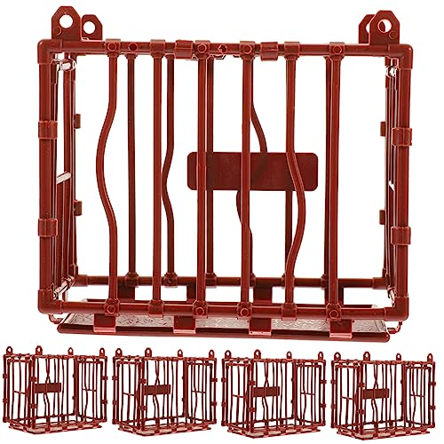 NOLITOY 5 Stück Hauskäfig für kleine Puppenhaus-Miniaturkäfige winzig Hamsterspielzeug Miniaturzaun Miniaturkäfigfiguren Mini-Tierkäfig Miniatur-DIY-Käfig Plastik rot von NOLITOY