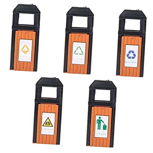 NOLITOY 5 Stück Miniatur Mülltonnen aus Stabilem Abs Kreative Sandtisch Dekoration für Puppenhäuser Realistische Mini Abfalleimer zur Szenenverschönerung und DIY Bastelprojekte von NOLITOY