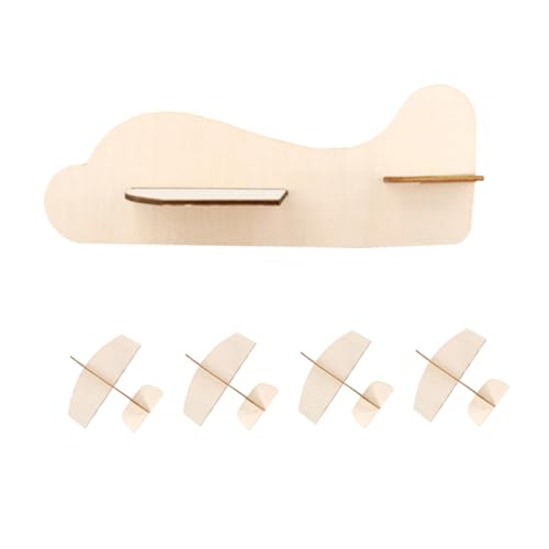 NOLITOY 5 Stück Teiliges DIY Holzflugzeug Modellset Unbemalt Unfertig Graffiti Flugzeug Bastelset Kreativ Geschenk Eltern Junge Mädchen Basteln Holzflugzeug Dekoration von NOLITOY