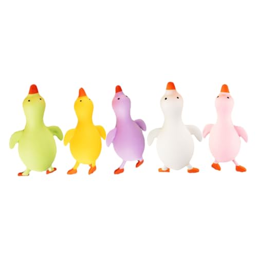 NOLITOY 5 Stück Teiliges Enten Quetschspielzeug Buntes Stressabbau Tier Squeeze Lustige Druckspielzeuge für Sensoriktraining Partydeko und Angstlösetherapie von NOLITOY