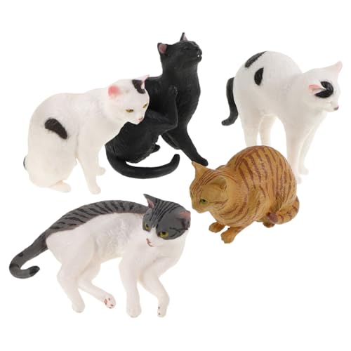 NOLITOY 5 Stück Teiliges Katzenfiguren aus PVC Realistische Kätzchen mit Lebensechten Details und Sicher Fördert Kreativität und Feinmotorik als Kuchen Deko und Lernspielzeug von NOLITOY