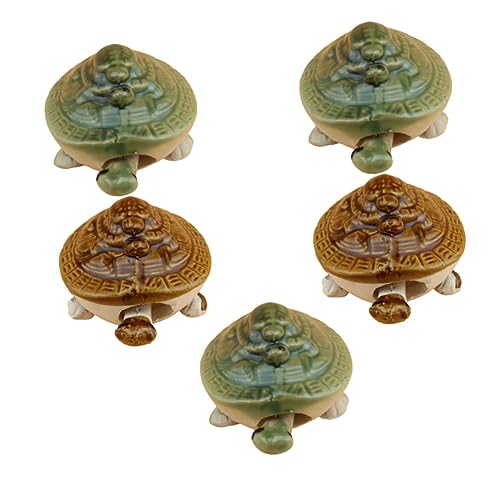 NOLITOY 5 Stück Teiliges Keramik Schildkröten Aquarium Deko Realistische Kleine Figuren für Süß und Langlebige Fischbecken Ornament Pflegeleicht und Fischsicher für Zufällige Farbe von NOLITOY