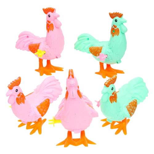 NOLITOY 5 Stück Teiliges Wind-up Hahn Lustige Kleine Tierfiguren aus Robustem Interaktives Geschenk für Partydeko Fördert Hand-Auge-koordination Zufällige Farbe von NOLITOY