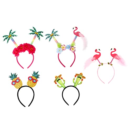 NOLITOY 5 Stück Tropischer Pflanzenkopf Reifen lei für Tiki Fiesta haarreif flamingo ananas kopfschmuck Flamingo-Haarband Luau hawaiianisches Stirnband Cosplay-Stirnbänder Plastik von NOLITOY