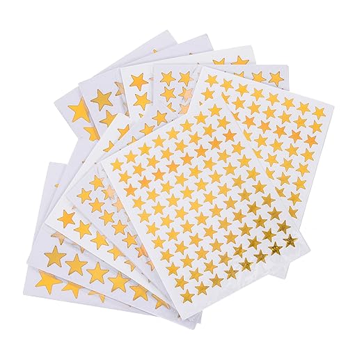 NOLITOY 50 Blatt Belohnungsaufkleber Funkelnd Mini-Aufkleber Schulmaterial Für Stern Klein Vinyl Aufkleber Für Vorschulkinder Aufkleber Kindergarten Winzig Golden von NOLITOY