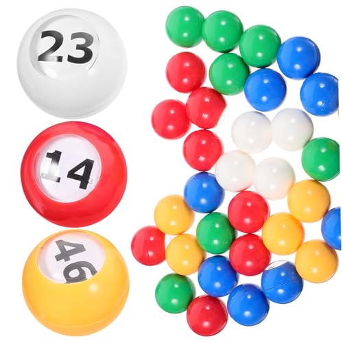 NOLITOY 50 Stück Teiliges Bunte Kleine Fensterzahlen Lotteriekugeln für Partyspiele Klare Nummerierte Kugeln Wiederverwendbar Leicht und Kompakt für Tombola Bingo Aktivitäten von NOLITOY
