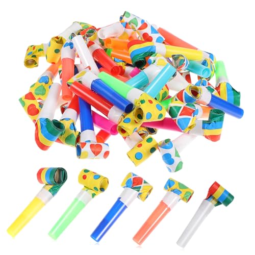 NOLITOY 50 Stück Teiliges Partyhorn Bunt Wiederverwendbare Luftrüssel Langlebige Tröte für Geburtstagsfeiern Sportveranstaltungen und Bunte Party Dekoration Kompakt und Einfach zu von NOLITOY