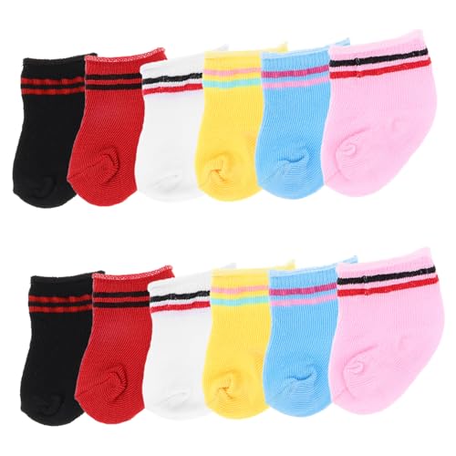 NOLITOY 6 Paare Bunte Puppensocken für Puppe Elastische Strümpfe für Mädchenpuppen Weiche Strapazierfähige Puppenkleidung Zubehör Passform für Puppenoutfits von NOLITOY
