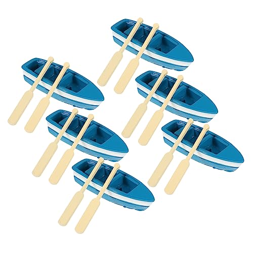 NOLITOY 6 Sätze Mikrolandschaftsboot Ruder Nautisch Segelboot-modellbausatz Simulationsbootsmodell Handwerkliches Boot Party Strand Ruderboot- Miniboot Mit Paddeln Blau Harz von NOLITOY