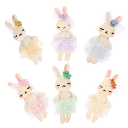 NOLITOY 6 Stück Baumwolle Gefüllte Kaninchenpuppe Party Hase Süße Plüsch Cartoon Kleine Kaninchenpuppe Kaninchen Kleidungsstück Ornament Handwerk Kleidung Liefert Kaninchen von NOLITOY