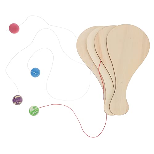 NOLITOY 6 Stück Holzschläger paddeln Paddelball Kinderspielzeug drinnen Party Paddleball bastelset Spielzeugpaddelball für Paddelspielzeug aus Holz hölzern Beige von NOLITOY
