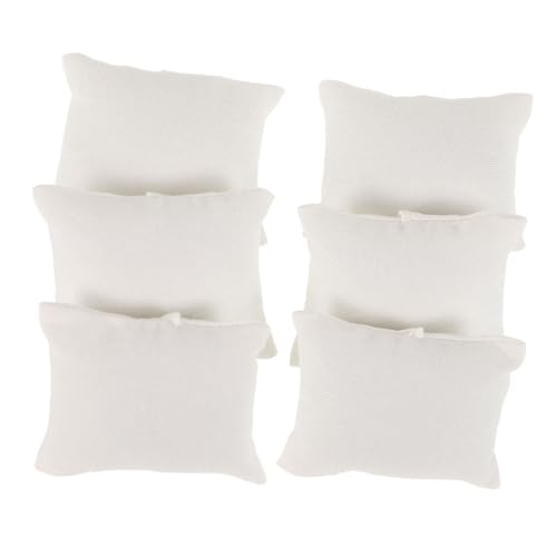 NOLITOY 6 Stück Puppenhausmöbel wohnaccessoires stoffpuppen Puppenhaus Zubehör sammlerstücke Miniaturmöbel Miniaturen Tuch deko kopfkissen Zubehör für Puppenhäuser Puppenhauskissen Weiß von NOLITOY