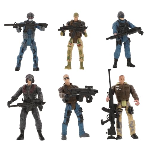 NOLITOY 6 Stück Teiliges Army Toy Bewegliche Special Force Action Figures mit Gelenken Kompakt und Tragbar Thematisch Soldaten und Polizei Vielseitig Posierbar Sammler von NOLITOY
