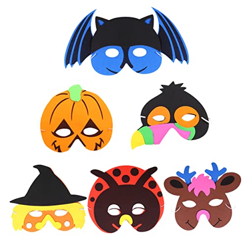 NOLITOY 6 Stück Teiliges Halloween Masken Cartoon Tier Halbgesichtsmaske für Jungen für Kostümpartys und Aufführungen Zufällige Designs von NOLITOY