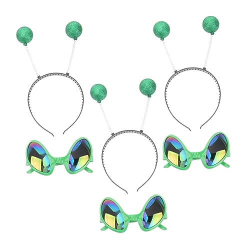 NOLITOY 6 Stück Teiliges Kreative Saucer Man Brille mit Grünem Ball Haarreif Lustige Partyaccessoires für Kostümpartys Feiertage und Festlichkeiten von NOLITOY