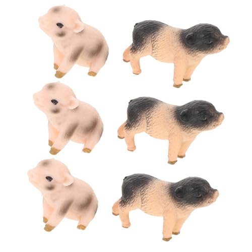 NOLITOY 6 Stück Teiliges Schwein Figuren Realistische Miniatur Schweine Statuen Vielseitige Deko für Garten Tisch und Terrarium Pädagogisches für Detailreiche Bauernhof Tiere von NOLITOY