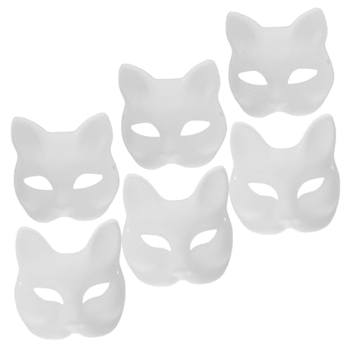NOLITOY 6Stücke DIY Katzenmasken und Fuchsmasken Unbemalte Papiermasken für Halloween Basteln und Maskenball für Partys und Kreative Aktivitäten Katzen und Fuchsdesigns von NOLITOY