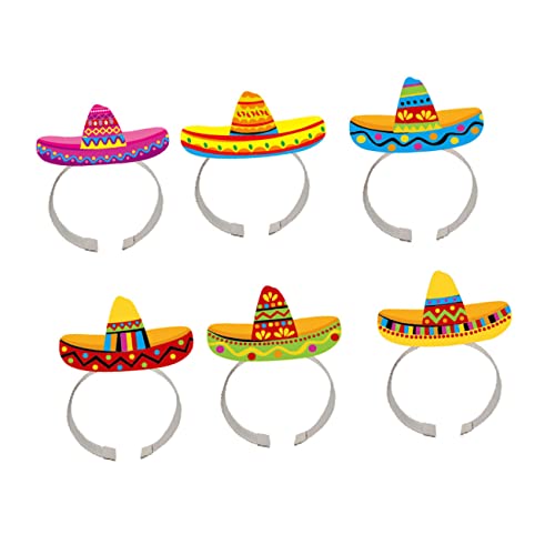 NOLITOY 6st Mexikanisches Stirnband Fiesta-sombrero-hüte Dekorationen Für Fiesta-geburtstagsfeiern Sombrero-hut-stirnband Mexikanischer Hut Fiesta-hut Fiesta-stirnband Hawaii Papier Bilden von NOLITOY