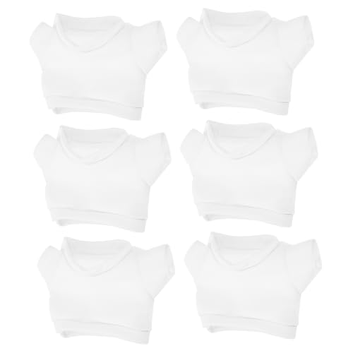 NOLITOY 6st Puppenkleidung Weiße Shirts Hemd Weiße Bluse Stofftier-t-Shirt Bärenkleidungsoutfit Bärenpullover Austauschbares Puppen-t-Shirt Puppen-t-Shirts Kleines Puppenkostüm Empfindlich von NOLITOY