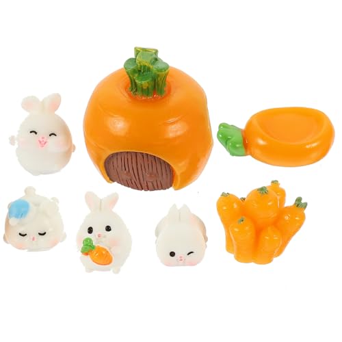 NOLITOY 7 Stück Teiliges Miniatur Kaninchen mit Karotte und Häuschen Resin Bonsai Kunsthandwerk Niedliche Dicke Hasenfiguren für DIY Mikro Landschaften Tisch und Regaldeko NOLITOY 7 Stück Teiliges Miniatur Kaninchen mit Karotte und Häuschen Resin Bonsai Kunsthandwerk Niedliche Dicke Hasenfiguren für DIY Mikro Landschaften Tisch und Regaldeko von NOLITOY