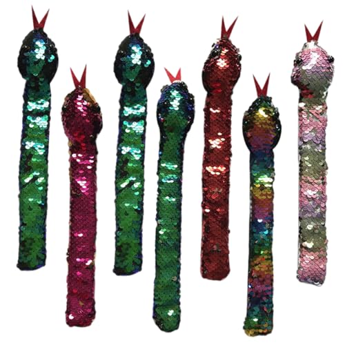 NOLITOY 7 Stück Teiliges Schlange Armband Bunte Sequin Snake Molding Wristbands Wiederverwendbare Sichere und Flexible Slap Bracelets für Motto partys Halloween Karneval Zufällige Farbe NOLITOY 7 Stück Teiliges Schlange Armband Bunte Sequin Snake Molding Wristbands Wiederverwendbare Sichere und Flexible Slap Bracelets für Motto partys Halloween Karneval Zufällige Farbe von NOLITOY